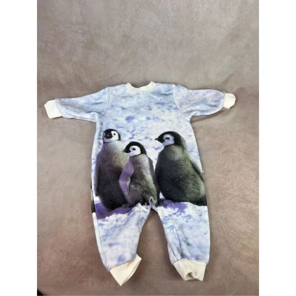 Vintage Old Navy 90s Y2K Penguin One Piece 3-6M 100% Cotton